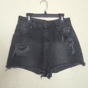 boohoo women's shorts black jeans‎ size 6 100% cotton casual vacation beach pool